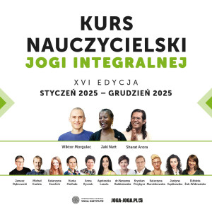 logo: KURS NAUCZYCIELSKI JOGI INTEGRALNEJ. START: STYCZEŃ 2025